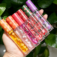 Gloss à lèvres liquide minéral scintillant aux fruits, 6 couleurs, transparent, hydratant, avec breloques fruitées 3D mignonnes, effet repulpant