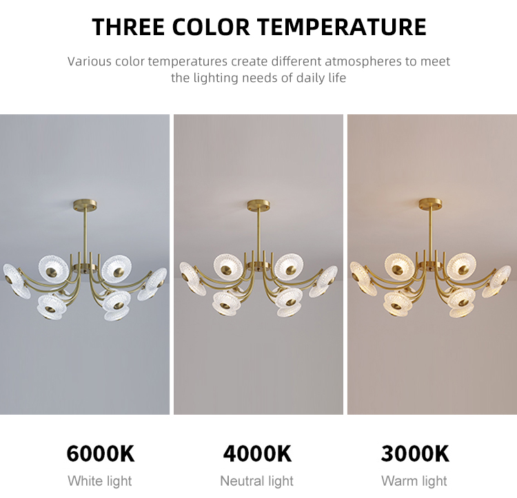 Vintage Decorative Led Acrylic Gold Ceiling Modern Led Pendant Chandelier Lamp