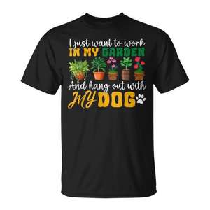 Gardening Dog Lover T-Shirt Garden Pet <b>Plants</b> Design Unisex Adult Size - Product Image 1