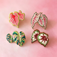 Broche en émail Feuille de Plante Tropicale, Épinglette Feuille Plaquée Or, Badge Botanique Naturel pour Sac à Dos et Vêtements