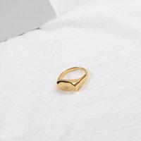 Hochwertiger Minimalistischer Personalisierter Gravierter Schmuck 18K Vergoldeter Edelstahl Glatte Oberfläche Blanko Unregelmäßiger Massiver Ring