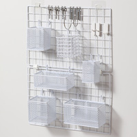 Mimu - Collection d'accessoires pour grille de rangement en acier inoxydable de style japonais : grille de rangement, crochets de suspension, support à fleurs, étagère