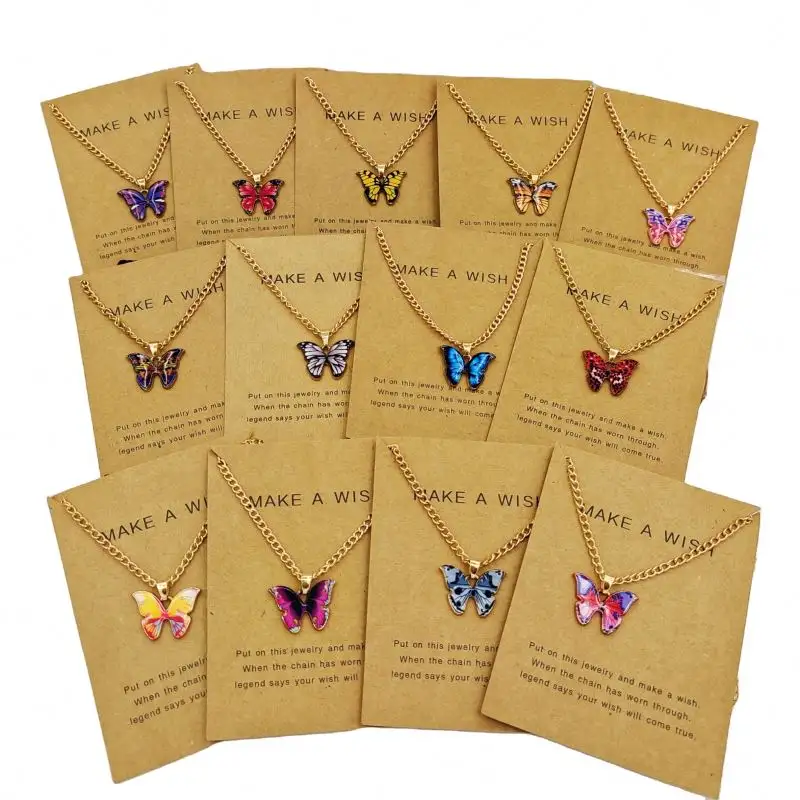 Fashion Korean Colorful chain beautiful pendant make wish collana donna collier papillon collar de mariposa Butterfly Necklace