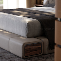 Ensemble de meubles de chambre à coucher avec lit double en bois de style moderne et luxueux, avec rangement, fabriqué par l'usine de meubles de Foshan