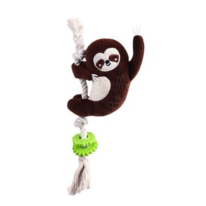 Jouet à mâcher en peluche pour animaux de compagnie, paresseux koala avec corde, jouet couineur pour chien et chiot, en flanelle douce - Product Image 1