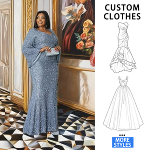 <span class=keywords><strong>Robe</strong></span> <span class=keywords><strong>de</strong></span> soirée sirène à paillettes personnalisée <span class=keywords><strong>de</strong></span> luxe <span class=keywords><strong>pour</strong></span> femmes taille haute à manches longues simple anniversaire 4XL <span class=keywords><strong>robe</strong></span> formelle à perles scintillante - Product Image 2