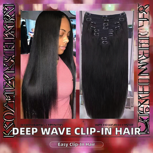 Extensiones de Cabello Brasileño Remy Ondulado Profundo Teñido Negro Natural de 120g con Clip para Mujer - Product Image 2