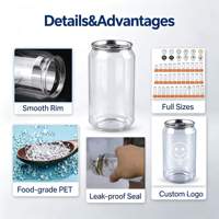 Envase PET para Bebidas con Alta Transparencia y Logotipo Personalizado, Solución de Empaque para Alimentos - 400ml/13oz