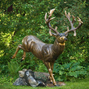Escultura de Ciervo Macho Saltando en <span class=keywords><strong>Bronce</strong></span> Vintage Fundido a Mano, Estatua de Ciervo Realista Grande en Cobre para Decoración de Jardín y Paisaje - Product Image 2