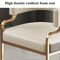 Chaise baignoire moderne en cuir Fauteuil rembourré avec pieds en métal doré Accent Fauteuil canapé simple pour salon salle à manger