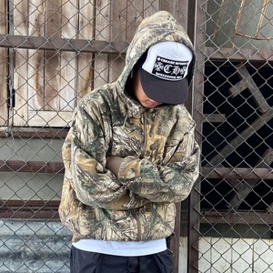 เสื้อฮู้ดลายใบเมเปิลแบบซิปสำหรับผู้ชาย เสื้อฮู้ดพิมพ์ลายซับลิเมชั่นผ้าฝ้ายหนาแบบครอป เสื้อฮู้ดลายพรางต้นไม้จริงสำหรับผู้ชาย - Product Image 2