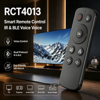 Télécommande vocale IR BT à 13 touches JCXK OEM ODM Factory RCT4013 avec boutons en silicone et pile CR2025 pour téléviseur et projecteur