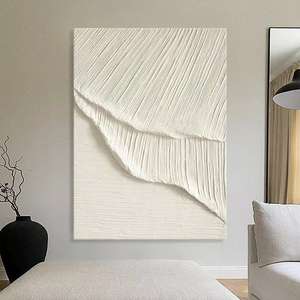 Moderna trama astratta arte della parete grande tela bianca con il marrone minimalista moderno Beige dipinto a mano decorazione della parete medio dipinti - Product Image 6