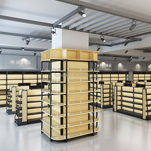 Copertura del pilastro in legno <span class=keywords><strong>scaffale</strong></span> del supermercato colonna mensola con luce e cassetto - Product Image 4