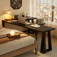 Bureau d'angle dans la chambre - Bureau d'ordinateur en bois massif en forme de L pour usage professionnel, adapté à la maison, long bureau d'écriture noir