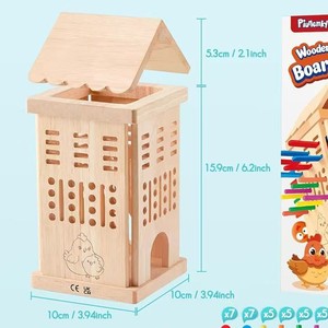 Jouet en bois 3-en-1 à tirer, pour enfants, jeu d'équilibre éducatif précoce, reconnaissance des couleurs, jeu de société interactif parent-enfant - Product Image 4