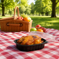 Boîte à emporter en plastique PP pour poulet rôti, jetable, de qualité alimentaire, avec couvercle transparent, compartimentée, compatible micro-ondes, personnalisable pour la restauration