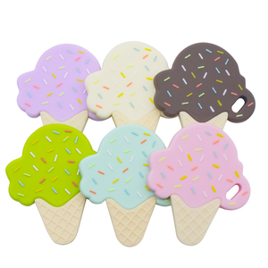 Colorful Ice Cream Shaped <b>Silicone</b> Teething Toys with Sprinkles Design Soft Chew Rings for Babies - Product Image 2