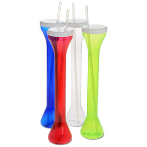 Promotional Gifts Plastic Long Neck Cup Beer Yard Cup with Straw and Cover