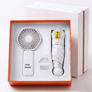 Set de Regalo Promocional de Marca OEM al por Mayor: Caja Personalizada con Ventilador Pequeño, Termo y Paraguas con Impresión UV, Económico - Product Image 1