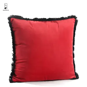 24 New Arrival Solid Color Velvet Custom Cushion Cover Ultra Soft Plain Decor Pillow Case With Fringe