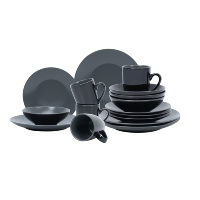 16 Pc Gris Foncé Moderne Glaçure Réactive Grès Ensemble Populaire Vente Chaude Cuisine Bols Assiettes En Céramique Tasse À Café Ensembles De Vaisselle