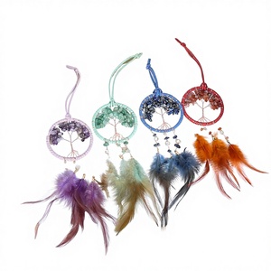 Atrapasueños Bohemio de Piedra para Espejo Retrovisor de Coche, Colgante de Pluma Natural y Árbol de la Vida, Decoración Colgante, Accesorios Hechos a Mano, Regalo - Product Image 3