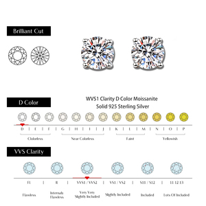 GRA Certificate Wholesale Classic S925 Sterling Silver Rhodium Plated 4 Prong D Color VVS1 0.5CT <b>Moissanite</b> Minimalist <b>Earrings</b> - Product Image 4