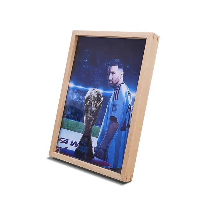 Custom Square Stand Pictures Luxury Solid Wood Acrylic Photo Frame Multifunctional Display Table Card for A4 Size Photo