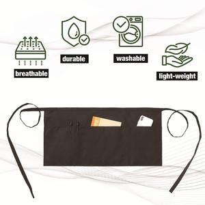 Tablier de travail pour homme en polyester imperméable gaufré à trois poches, taille mi-haute, idéal pour les serveurs de <span class=keywords><strong>restaurant</strong></span> - Vente chaude transfrontalière - Product Image 4