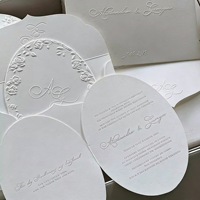 Invitations de mariage personnalisables imprimées en gravure en relief, cartes de vœux en papier coton, logo/design personnalisé, style européen haut de gamme