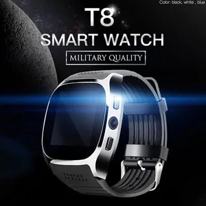 Fabrika T8 akıllı saat kamera desteği ile SIM TF kart pedometre çağrı spor akıllı saat Android telefon için