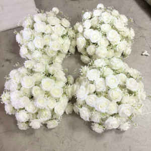 Nueva Llegada, Bola de Flores de Rosa Artificial de Seda Blanca 5D de Lujo y Alta Calidad, Grande de 60 cm, Centros de Mesa y Decoraciones para Bodas - Product Image 1