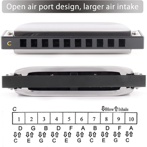 Sáo harmonica diatonic bằng thép không gỉ màu bạc, 10 lỗ, 20 âm, khóa C, thương hiệu SWAN Blues, dành cho người mới bắt đầu, bán buôn - Product Image 4