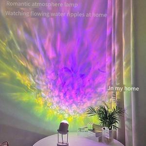 Influencer Dynamic Water Ripple Proyector Lámpara de puesta de sol Fondo en vivo atmósfera luz Rotación de 180 grados Decoración para el hogar - Product Image 4
