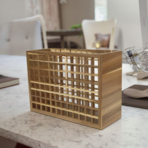 רשת מעץ סריג עיצוב מחזיק מגזין אותיות במבוק ספרים קולטור תיבת אחסון ארון שולחן - Product Image 2
