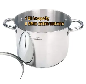 HOMICHEF Stock Pot 4 Quart Nickel freier Edelstahl-4 Quart Topf mit Deckel und Griff-4Qt Topf mit Deckel