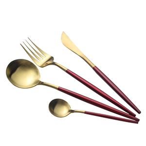 Đám cưới cổ điển dao kéo Bồ Đào Nha Bạc Set 4 cái vàng thiết lập dao kéo thép không gỉ <span class=keywords><strong>Flatware</strong></span> với hộp - Product Image 2