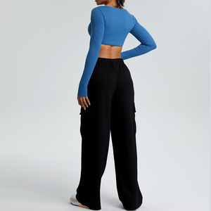 YIYI Scrunch avec rembourré <span class=keywords><strong>Sexy</strong></span> manches longues hauts ensembles de gymnastique filles taille haute survêtement pantalon athlétique ensembles d'entraînement pour les femmes grande taille - Product Image 5