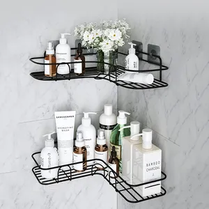 2Pcs Corner Shower Caddy Shelves Wall Mounted Basket Rack Bathroom