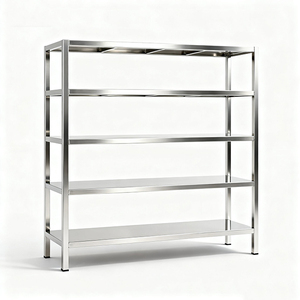 Étagère de cuisine commerciale multifonctionnelle en acier inoxydable, pieds réglables en hauteur, capacité robuste, finition brossée, usage commercial - Product Image 4