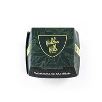 Boîte à lunch américaine en papier kraft noir personnalisée, épaisse, carrée, avec impression couleur, pliable, jetable, pour hamburgers