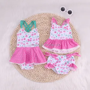 Customized Printing Two Piece Kids Girls Clothing Lined Summer Baby Swimming Sets
