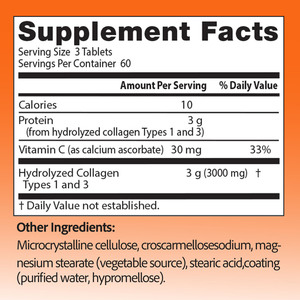 Comprimés de collagène hydrolysé de type 1 et 3 avec vitamine C pour soutenir la santé des cheveux, de la peau, des ongles, des os et des articulations (OEM ODM) - Product Image 2