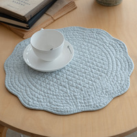 Nouveauté : Sets de table brodés unis et simples, sous-plats ronds en coton matelassé, dessous de plat et de tasse pour la maison