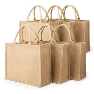 Nouveauté Sac de courses réutilisable en jute et lin écologique Logo personnalisé imprimé et matériau recyclé naturel - Product Image 2