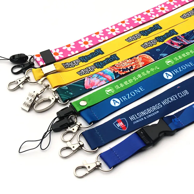 Custom Logo Dye Sublimation Polyester Name Card Neck Strap Keychain Cellphone Lanyard