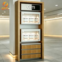 Vitrina Moderna Blanca para Óptica, Cuadrada, con Luz LED, Armario con Cerradura para Exhibición de Gafas