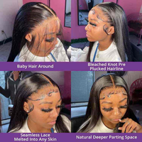 Perruque frontale HD 13x6 sans colle, densité 250%, 40 pouces, pré-épilée, cheveux humains bruts ultra-lisses, vente en gros pour femmes noires