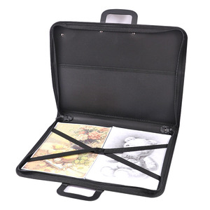 FOSKA elegante diseño negro doble cierre de cremallera de metal Material plástico de calidad Premium gran artista cartera bolsa 28*21 18*14 - Product Image 1